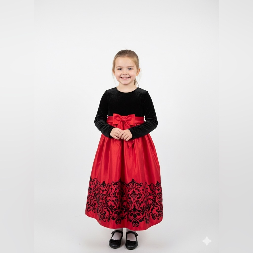 Rare Editions Black and Red Kids elegant party Dress